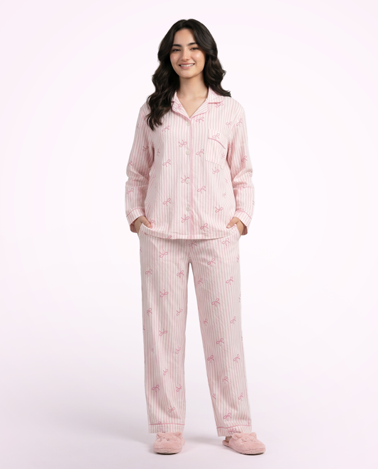 Coquette Bow Stripe Pajama Set