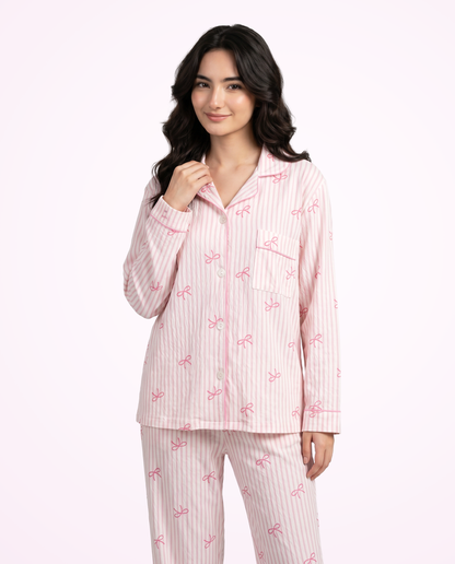 Coquette Bow Stripe Pajama Set