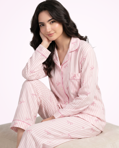 Coquette Bow Stripe Pajama Set