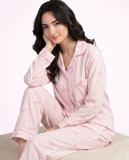 Coquette Bow Stripe Pajama Set