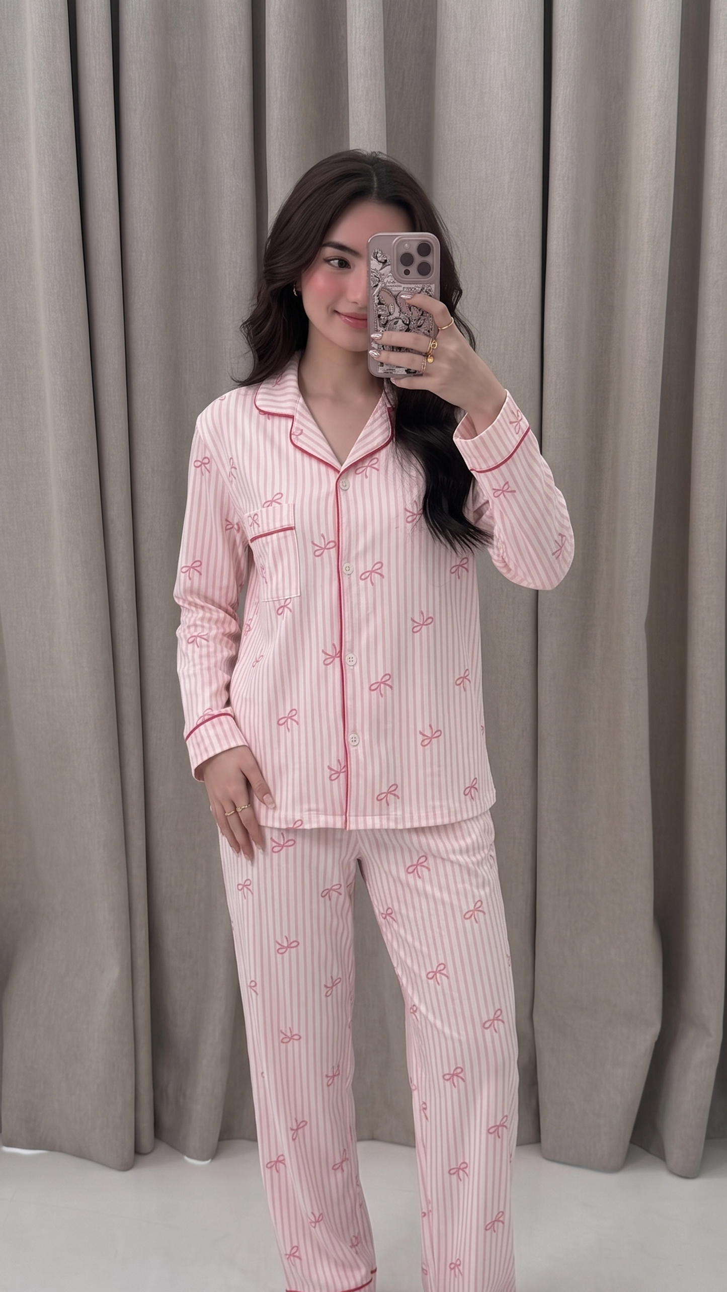 Coquette Bow Stripe Pajama Set